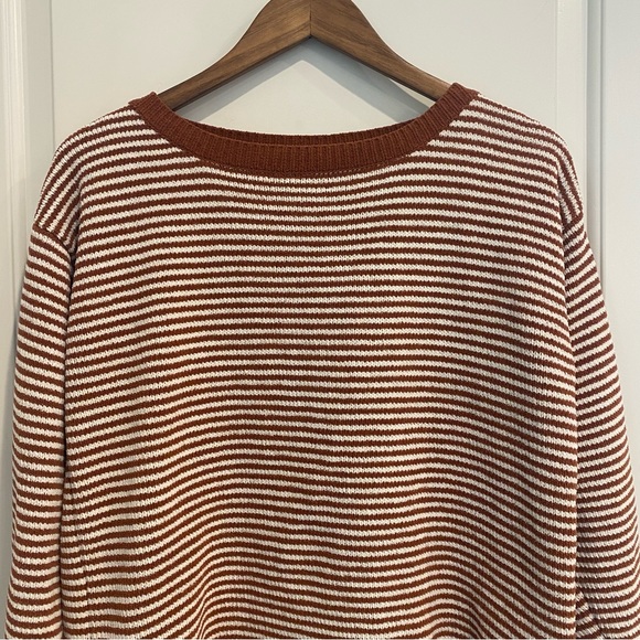 JONES NEW YORK Striped Knit Pullover Sweater Burnt Orange - Picture 5 of 7